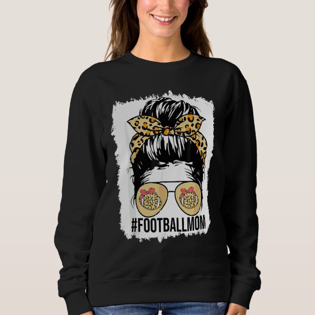Sweatshirt Bleached Football Maman Vie Avec Leopard Et Messag (Devant)