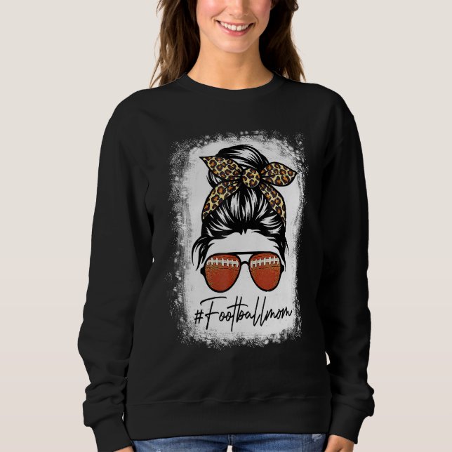 Sweatshirt Bleached Football Mom Life With Leopard And Messy  (Devant)