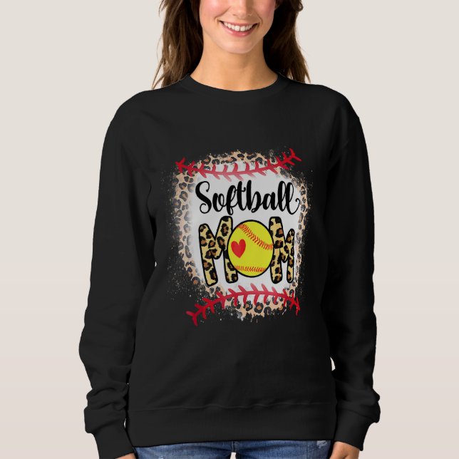 Sweatshirt Bleached Leopard Ball Maman's Day Softball Mo (Devant)