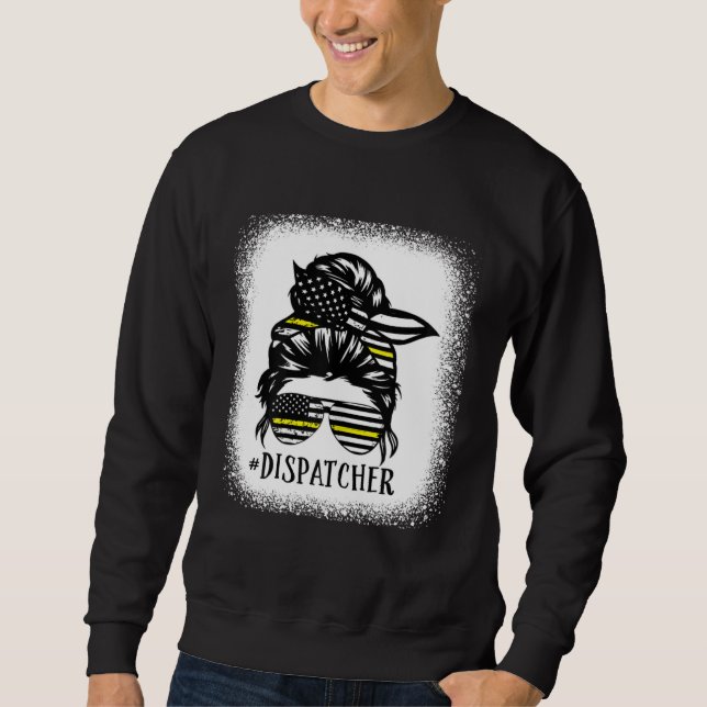 Sweatshirt Bleached Messy Bun Hair Dispatcher American Flag (Devant)