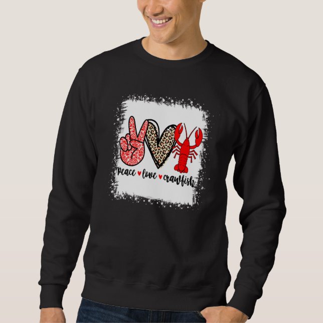 Sweatshirt Bleached Peace Love Crawfish Léopard Crawfish Seas (Devant)