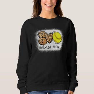 Sweatshirt Bleached Peace Love Softball Maman Empreinte de lé