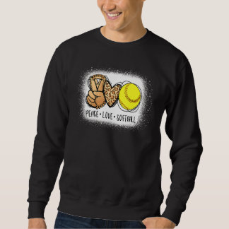 Sweatshirt Bleached Peace Love Softball Maman Empreinte de lé