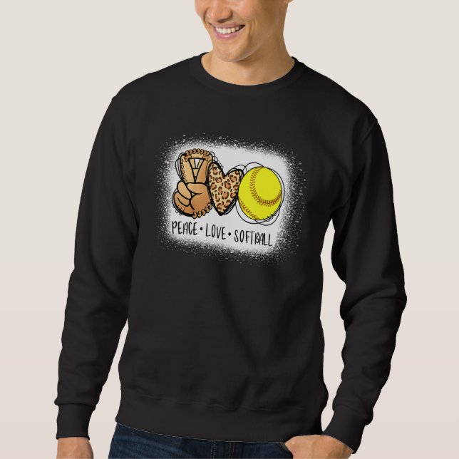 Sweatshirt Bleached Peace Love Softball Maman Empreinte de lé (Devant)