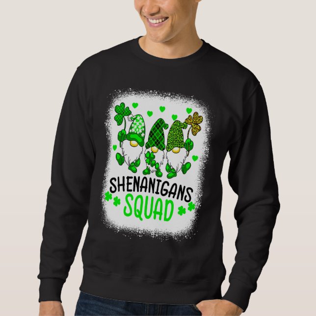 Sweatshirt Bleached Shenanigans Squad St Patrick's Day Gnomes (Devant)