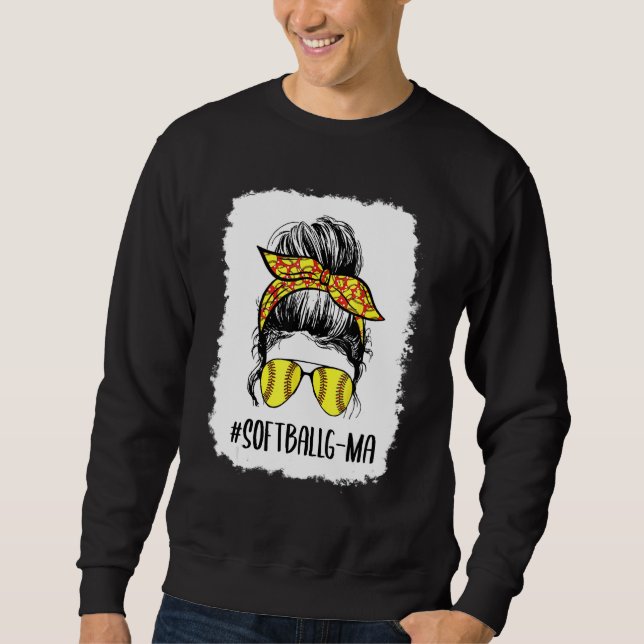 Sweatshirt Bleached Softball G Ma Life Messy Bun Fête des Mèr (Devant)
