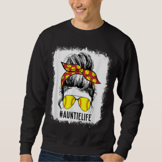Sweatshirt Bleached Softball Tante Messy Bun Jour de la Mère