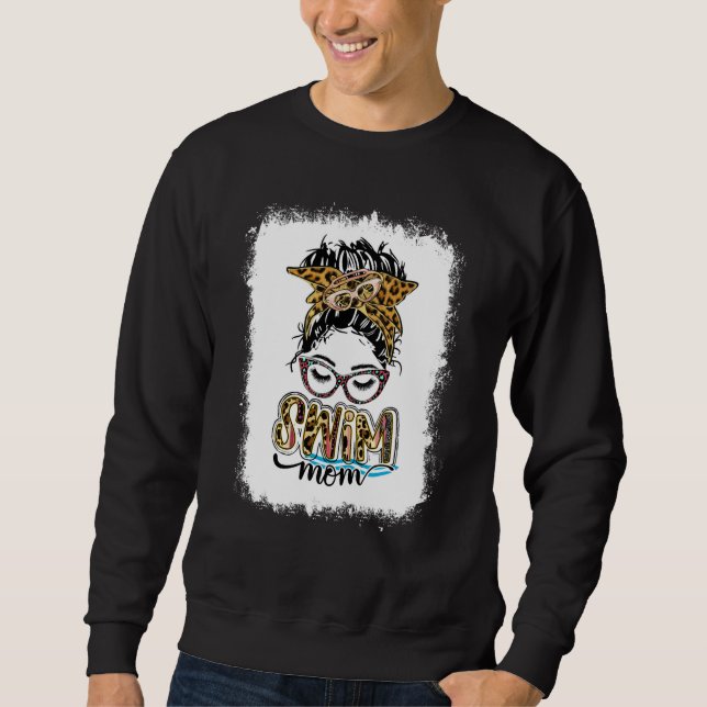 Sweatshirt Bleached Swim Mom Leopard Messy Bun Swimmer Mom Mo (Devant)