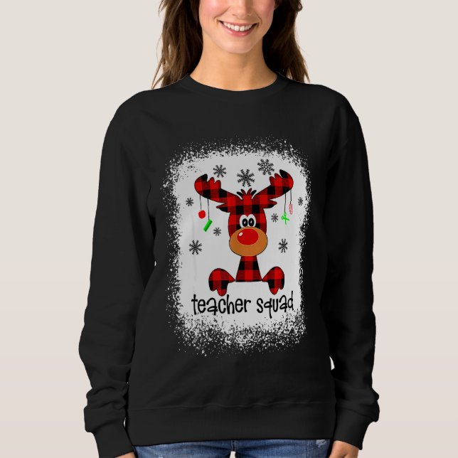 Sweatshirt Bleached Teacher Squad Reindeer Teacher Christmas  (Devant)