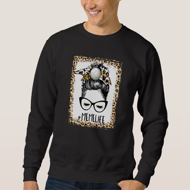 Sweatshirt Bleached Volleyball Mème Messy Bun Jeu Mère (Devant)