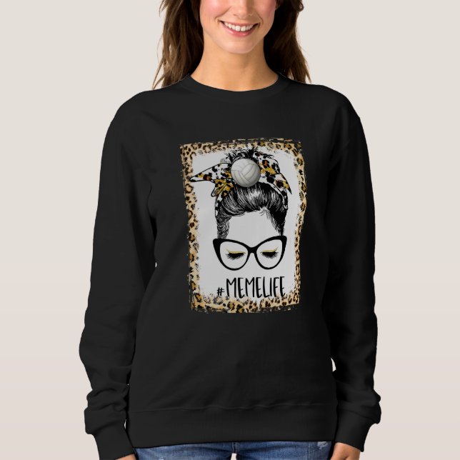Sweatshirt Bleached Volleyball Mème Messy Bun Jeu Mère (Devant)
