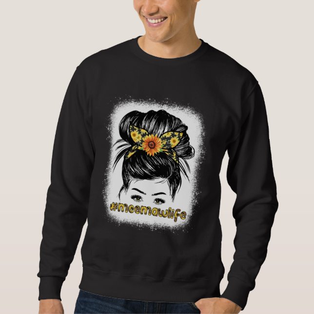 Sweatshirt Bleaches Meemaw Messy Hair Bun Sunflower Women Mot (Devant)