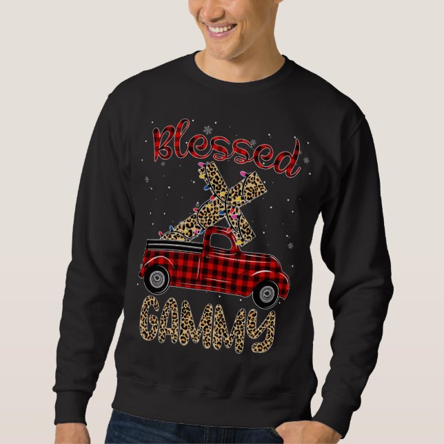Sweatshirt Blessé Jeu de Noël Camion Rouge Couleur Plaid Fami (Devant)