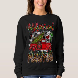 Sweatshirt Blessé Mawmaw Red Truck Plaid Christmas Tree Leop