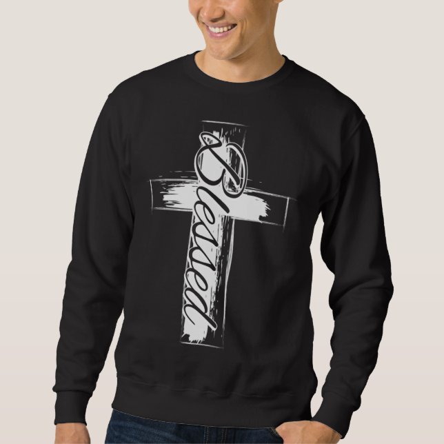 Sweatshirt Blessed  Christian Cross (Devant)