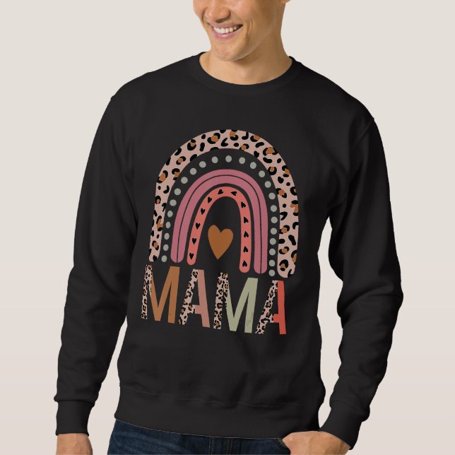 Sweatshirt Blessed Mama  Leopard Boho Cute Rainbow (Devant)