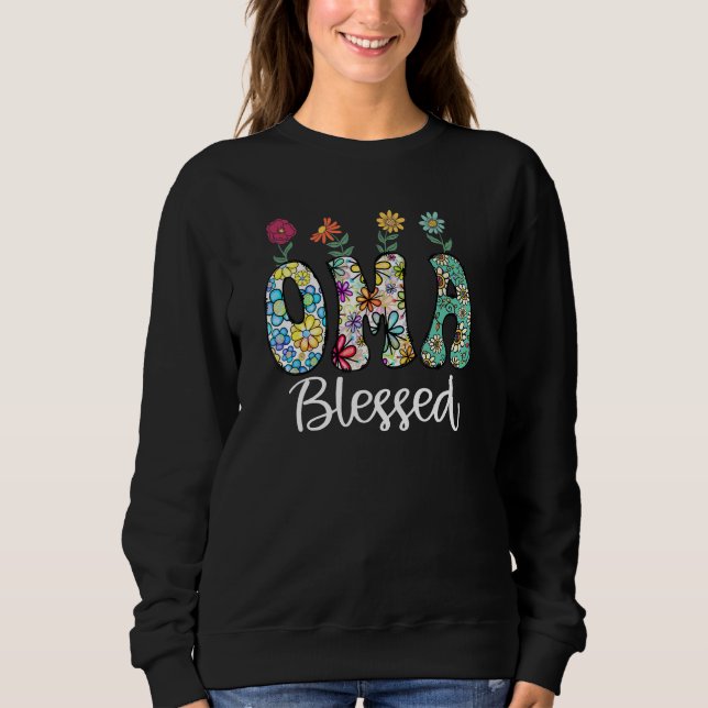 Sweatshirt Blessed OMA Grandma Flowers Sunflower Mother s Day (Devant)