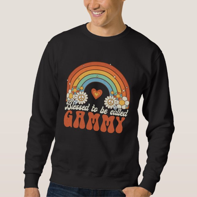 Sweatshirt Blessed To Be Called Gammy Groovy Rainbow Mothers  (Devant)