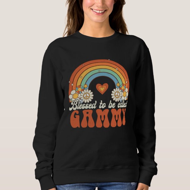 Sweatshirt Blessed To Be Called Gammy Groovy Rainbow Mothers  (Devant)