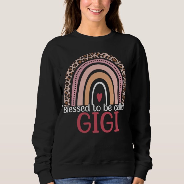 Sweatshirt Blessed To Be Called Gigi Rainbow Leopard Print Mo (Devant)