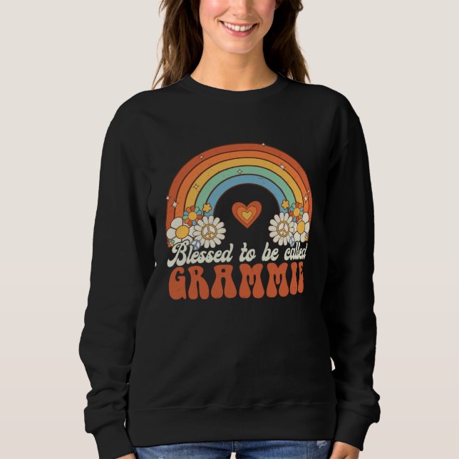 Sweatshirt Blessed To Be Called Grammie Groovy Rainbow Mother (Devant)