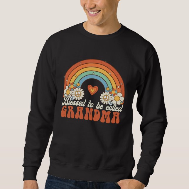 Sweatshirt Blessed To Be Called Grandma Groovy Rainbow Mother (Devant)