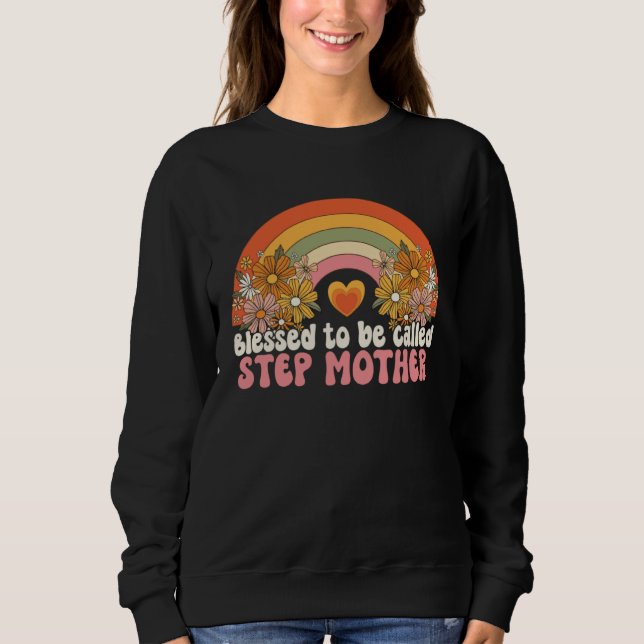 Sweatshirt Blessed To Be Called Stepmother Rainbow Groovy Boh (Devant)