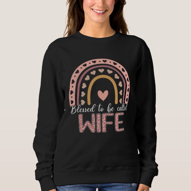 Sweatshirt Blessed To Be Called Wife Leopard Rainbow Cute Mom (Devant)