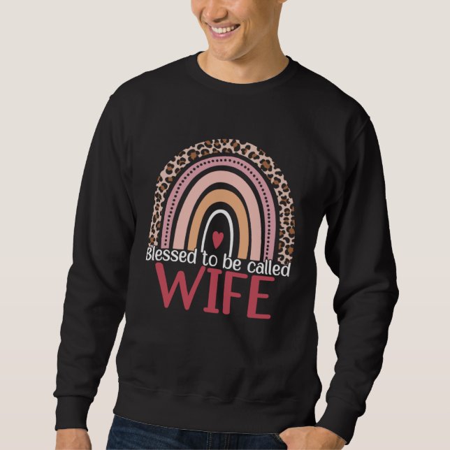 Sweatshirt Blessed To Be Called Wife Rainbow Leopard Print Mo (Devant)