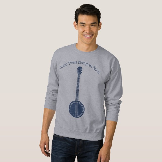 Sweatshirt Bleu Banjo Graphic Texte Personnalisé (Devant entier)