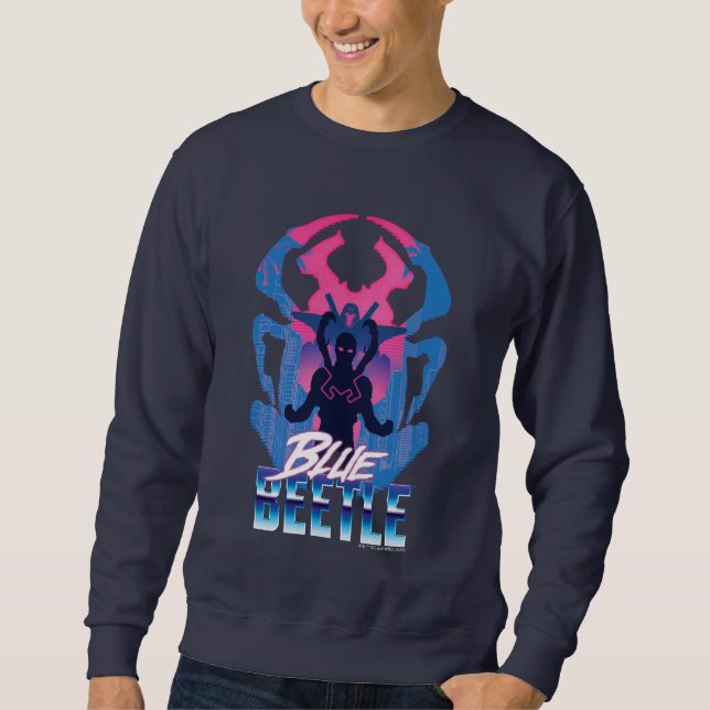 Sweatshirt Bleu Beetle Rétrowave contre graphique (Devant)