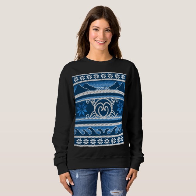 Sweatshirt Bleu d'hiver Design nordique (Devant entier)