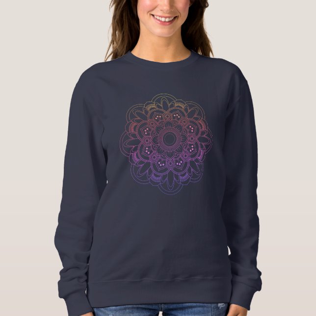 sweatshirt bleu foncé de l'arc en ciel Mandala (Devant)