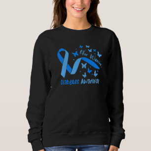 Sweatshirt Bleu Guerrier Diabète Sensibilisation Ruban Et Beu
