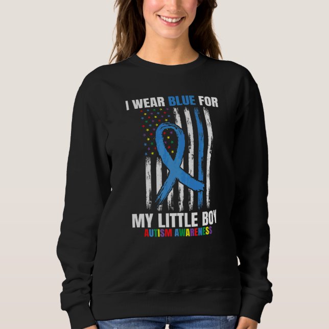 Sweatshirt Bleu Pour Mon Petit Fils Sensibilisation sur l'aut (Devant)