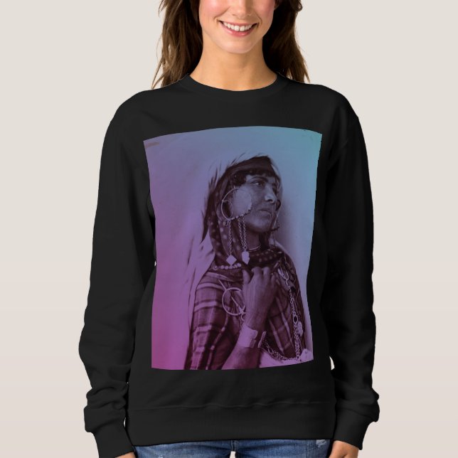 Sweatshirt Bleu rose Maghreb Tunisienne traditionnelle fille  (Devant)
