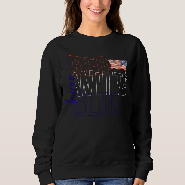 Sweatshirt Bleu rouge américain, 4 juillet (Devant)