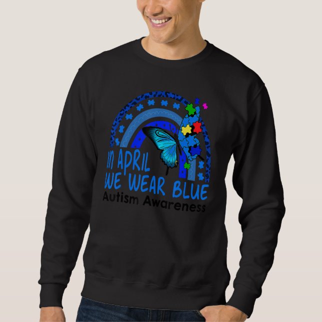 Sweatshirt Bleu Sensibilisation sur l'autisme papillon Autism (Devant)