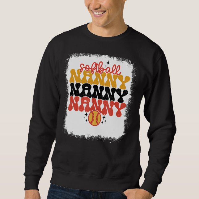 Sweatshirt Bleu Softball Nanny Retro Softball Maman (Devant)