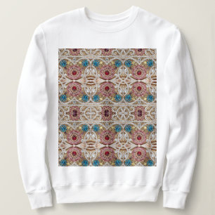 Sweatshirt bleu turquoise or bordeaux rose bohème