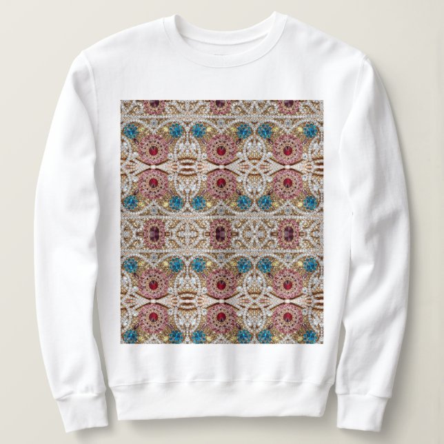 Sweatshirt bleu turquoise or bordeaux rose bohème (Design devant)