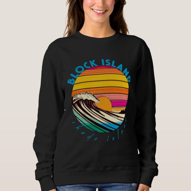 Sweatshirt Block Island Retro 1980s Style Rhode Island Beach (Devant)