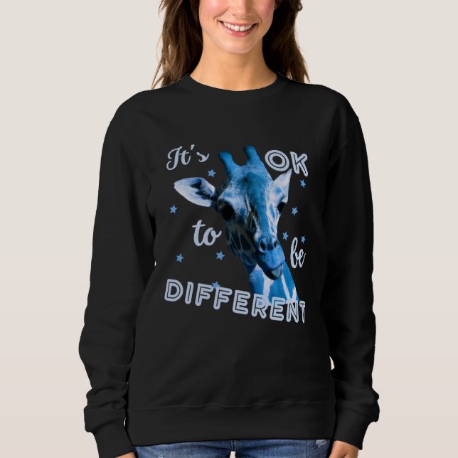 Sweatshirt Blue Autism Awareness Cute Giraffe Its Ok To Be Di (Devant)