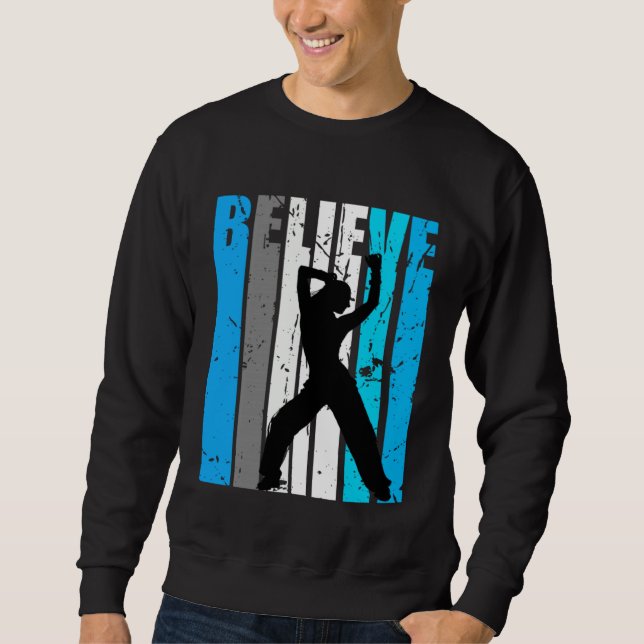 Sweatshirt Blue Believe Dance Motivational Girls Team Retro (Devant)