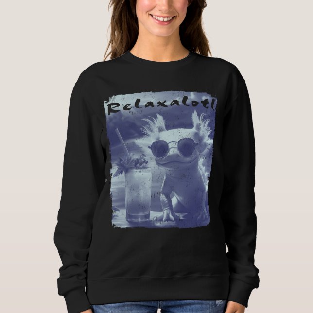 Sweatshirt Blue Distressed Relaxalotl Axolotl (Devant)