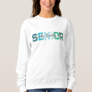 Sweatshirt Blue Green Senior 2025 Typographie