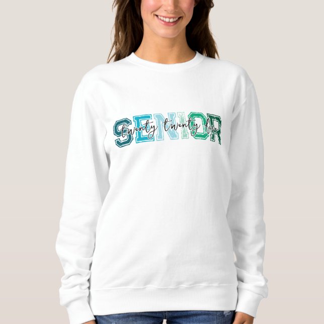 Sweatshirt Blue Green Senior 2025 Typographie (Devant)