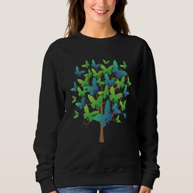 Sweatshirt Blue Morpho Butterfly Swarm Lepidoptera Entomology (Devant)