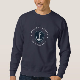 Sweatshirt Blue Navy Ancre nautique yacht club voile Nom