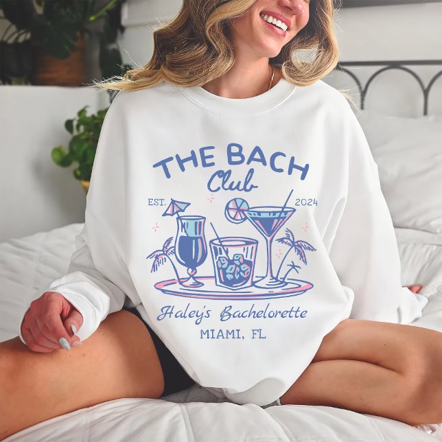 Sweatshirt Blue The Bach Club Cocktail Beach Bachelorette (Créateur téléchargé)